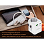 Geaarde universele reisstekker met USB lader, 20 W, wit