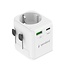 Geaarde universele reisstekker met USB lader, 20 W, wit