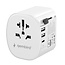 Geaarde universele reisstekker met USB lader, 15 W, wit