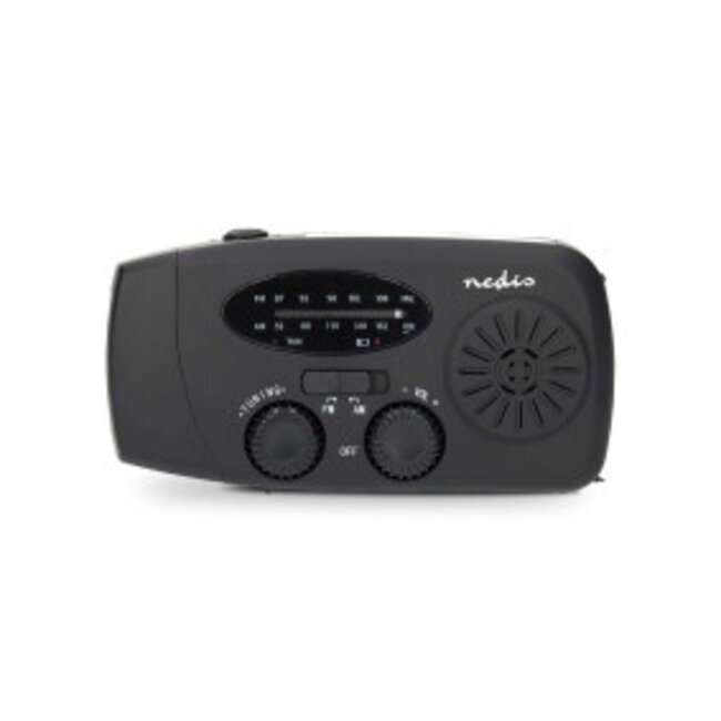 Noodradio | Tafelmodel | AM / FM | Powerbank-functie | Accu gevoed / Handslinger / USB Gevoed | Zwart
