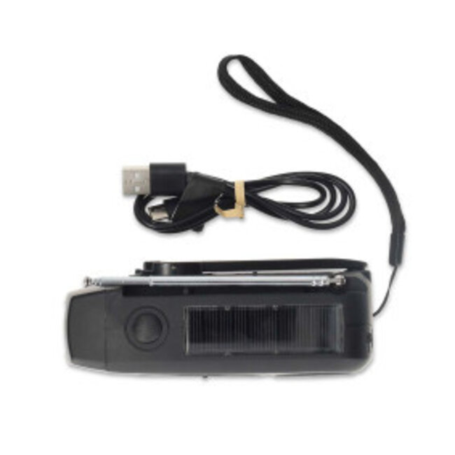 Noodradio | Tafelmodel | AM / FM | Powerbank-functie | Accu gevoed / Handslinger / USB Gevoed | Zwart