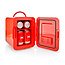 Draagbare minikoelkast | 6 blikjes / 4 l inhoud | 100-240 V / 12 V | Verwarmings-/koelfunctie | Draaggreep | Rood