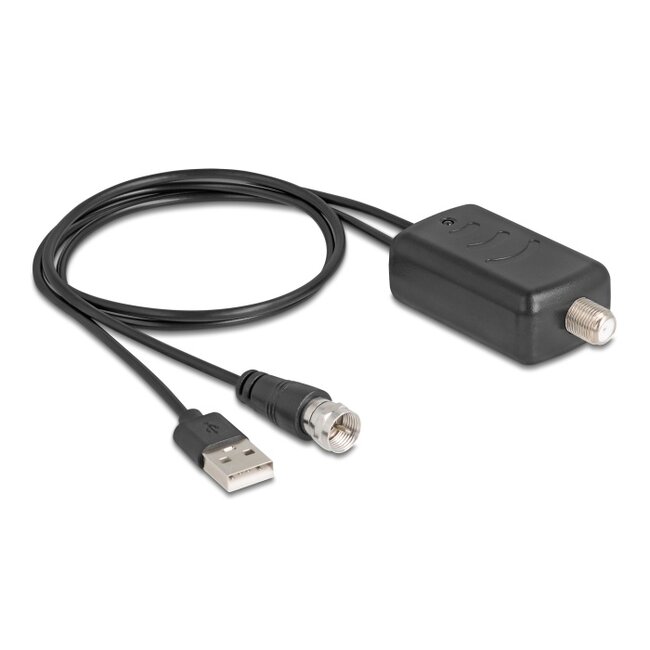Delock DAB+ DVB-T2 Antenna F plug 5 - 25 dB active omnidirectional black adhesive mounting