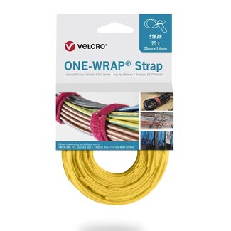 Velcro Velcro One-Wrap klittenband kabelbinders | 200 x 7mm | geel | 25 stuks