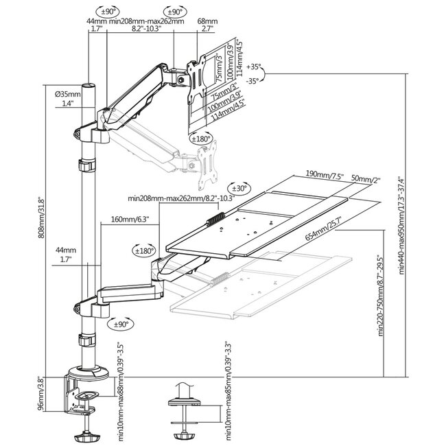 My Wall bureaubeugel voor monitor tot 32 inch en toetsenbord/muis | interactief
