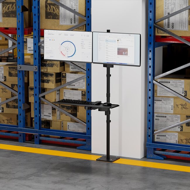 My Wall vloerstandaard voor 2 monitoren tot 32 inch en toetsenbord/muis | interactief