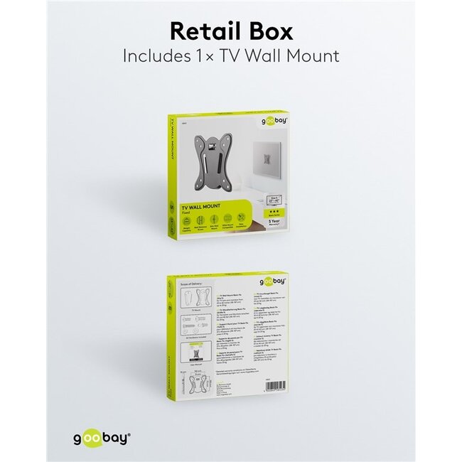 Goobay TV-muurbeugel | tot 42 inch | vast