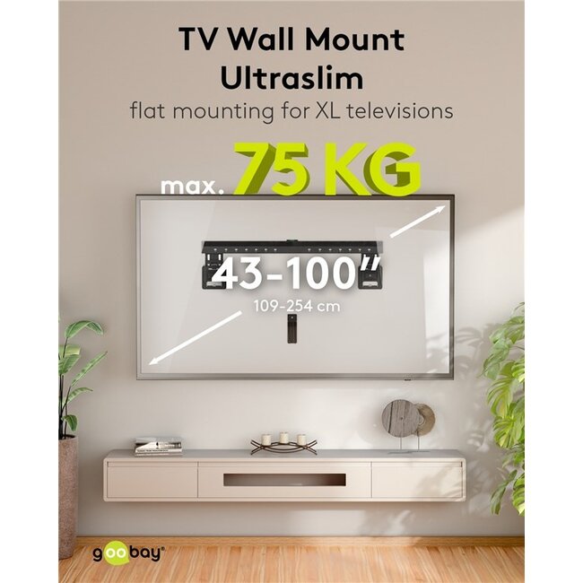 Goobay TV-muurbeugel | tot 100 inch | vast | ultraslim