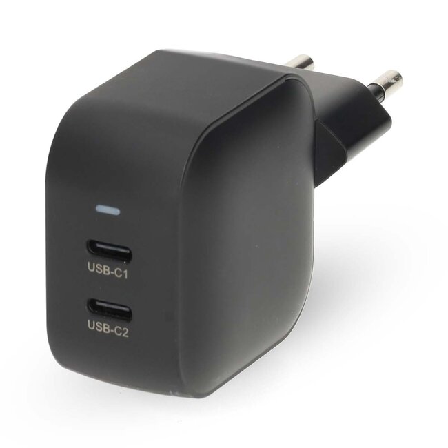 Nedis USB lader | 2x USB-C PD | GaN | 45W | zwart