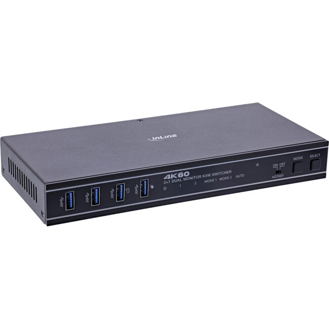 InLine® KVM-schakelaar, 2-weg, HDMI, 4K60Hz, dubbele monitor