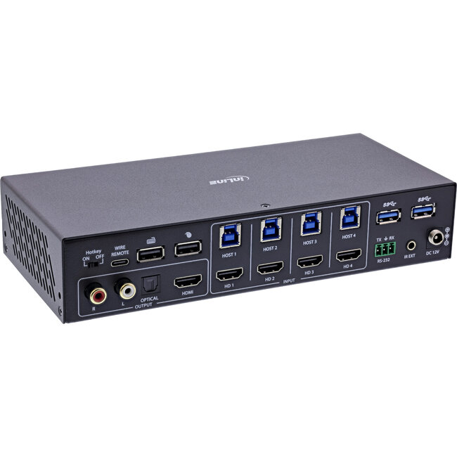 InLine® KVM-switch, 4-weg, HDMI, 4K60Hz, multiviewer, USB-hub, zwart