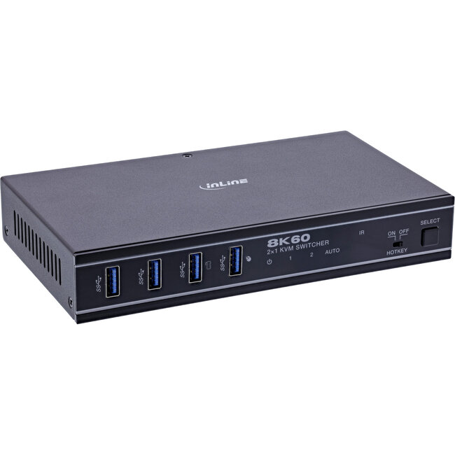 InLine® KVM-schakelaar, 2-weg, HDMI, 8K@60Hz, USB 3.2, met IR & RS-232