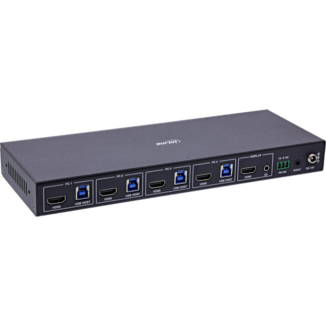 InLine® KVM-schakelaar, 4-weg, HDMI, 8K@60Hz, USB 3.2, met IR & RS-232