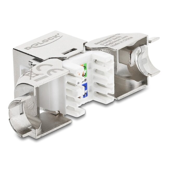 Delock Keystone Module RJ45 jack to LSA Cat.6A toolfree 90° angled shielded for cable diameter from 5.0 - 8.5 mm