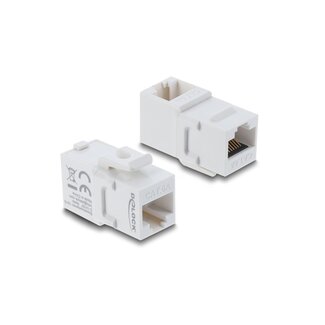 DeLOCK Delock Keystone Module Coupler RJ45 jack to jack Cat.6A 90° angled plastic UTP white
