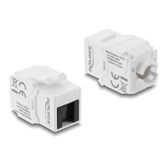 DeLOCK Delock Keystone Module RJ45 jack to LSA Cat.6 UTP tool-free with dust cover white / black