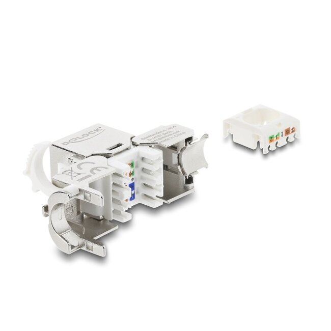 Delock Keystone Module RJ45 jack to LSA Cat.8.1 shielded with locking clip and dust cover cable tie-free