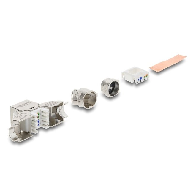 Delock Keystone Module RJ45 jack to LSA Cat.6A toolfree 45° angled shielded