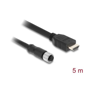 DeLOCK Delock M12 Cable A-coded 17 pin female to HDMI male 5 m black