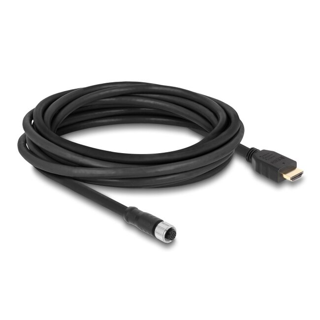 Delock M12 Cable A-coded 17 pin female to HDMI male 5 m black