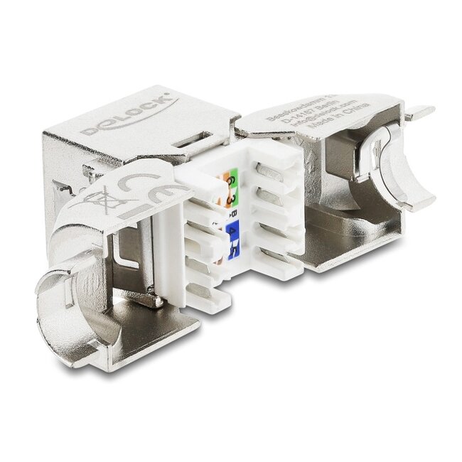 Delock Keystone Module RJ45 jack to LSA Cat.6A with metal latch tool-free 45° angled shielded