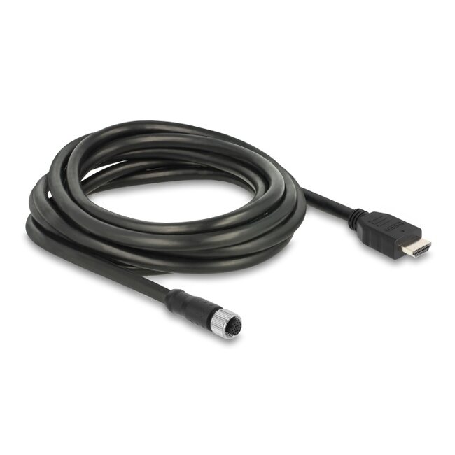 Delock M12 Cable A-coded 17 pin female to HDMI male 3 m black