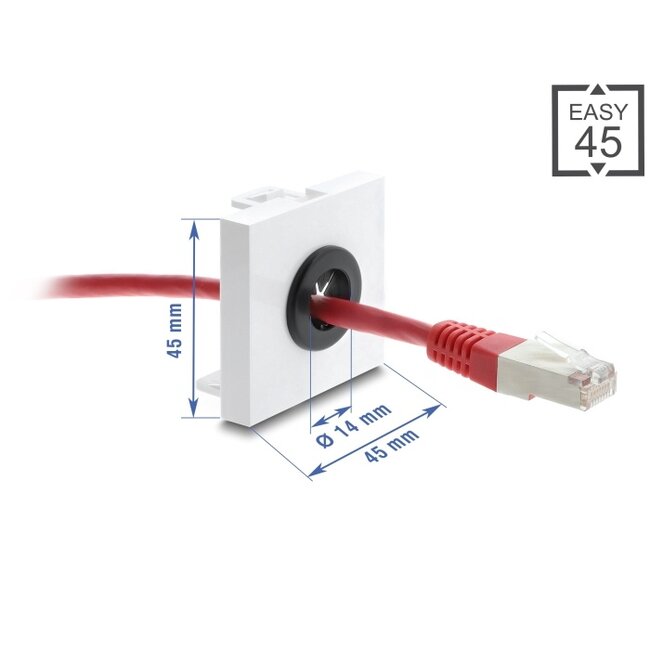 Delock Easy 45 Cable Bushing round Ø 14 mm white / black