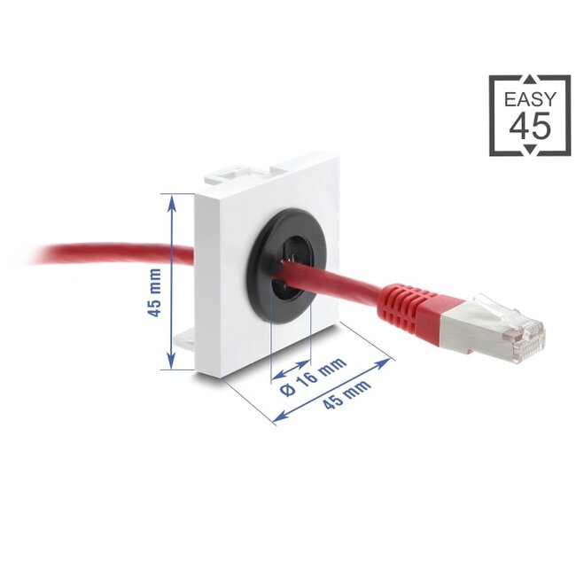 Delock Easy 45 Cable Bushing round Ø 16 mm white / black