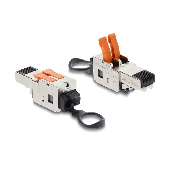 Delock RJ45 plug with clamp lock 2 pin +/- tool-free - composite power connector