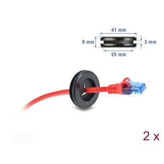 DeLOCK Delock Rubber Cable Bushing round Ø 30 mm black 2 pieces