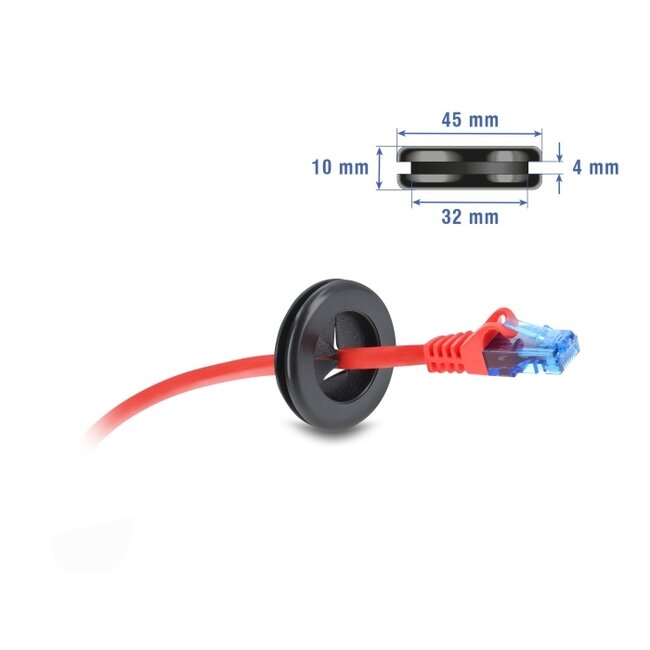 Delock Rubber Cable Bushing round Ø 35 mm black