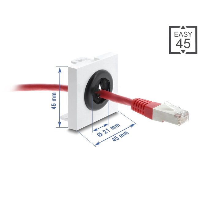 Delock Easy 45 Cable Bushing round Ø 21 mm white / black