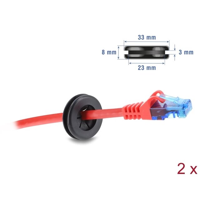 Delock Rubber Cable Bushing round Ø 27 mm black 2 pieces