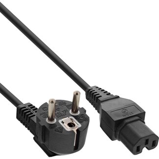 InLine C15 (recht) - CEE 7/7 (haaks) stroomkabel | 3x 1,00mm (rubber) | zwart | 2 meter