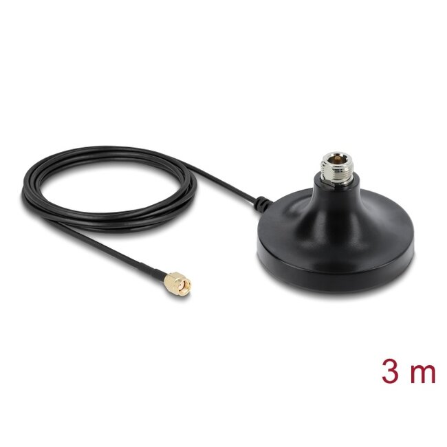 Delock Antenna Magnetic Base 1 x N jack to 1 x RP-SMA plug ULA100 3 m outdoor black