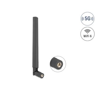 DeLOCK Delock 5G LTE GNSS WiFi 6 Antenna SMA plug 0.9 - 4.1 dBi 183 mm omnidirectional with tilt joint black