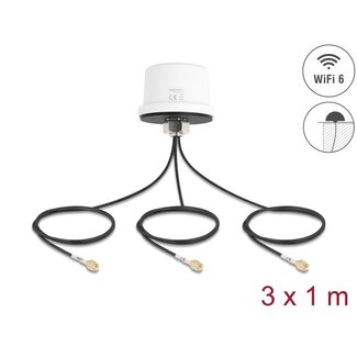 DeLOCK Delock 4G MIMO Dual Band WiFi 6 Antenna 2 x SMA + 1 x RP-SMA plug ULA100 1 m screw mounting outdoor white