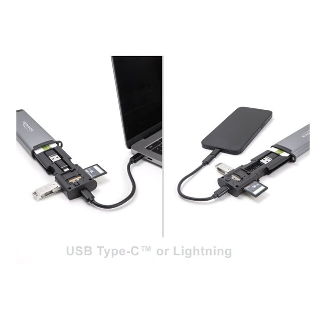 Delock USB 5 Gbps Card Reader with SD and Micro SD slot and Memory card storage compartments