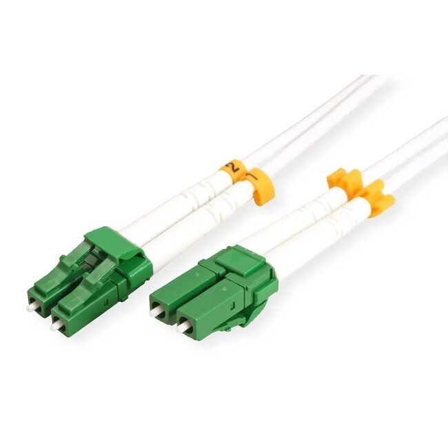 Premium LC/APC Duplex optical fiber kabel | gepantserd | OS2 | LSZH | wit | 2 meter