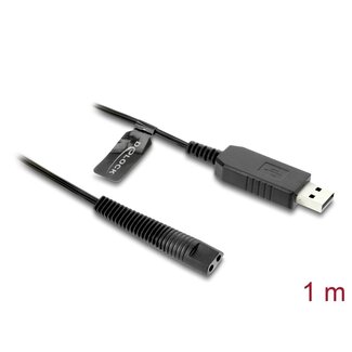 DeLOCK Delock USB Charging Cable 12 V for Electric Shavers compatible with Braun series 1, 3, 5, 7, 9 - shaver charger replacement cable 1 m