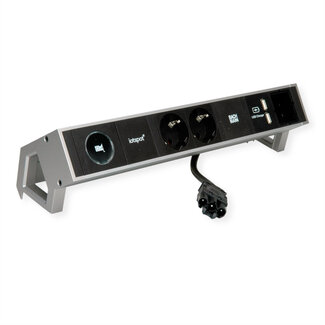 Bachmann BACHMANN DESK2 1xIOTspot 2x geaard stopcontact, USB Oplader 1xABD 0,2m GST18, inox
