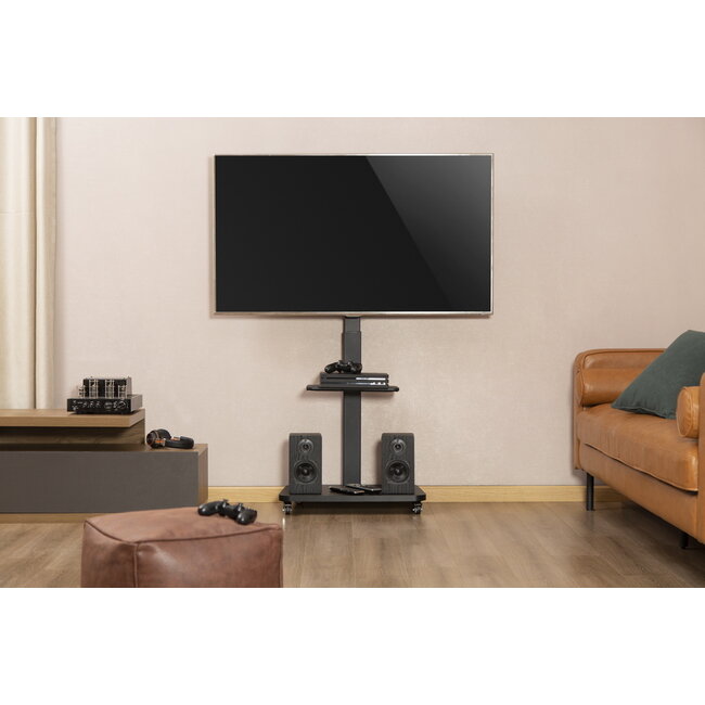 TV-vloerstandaard met wieltjes, 37â - 75'', zwart