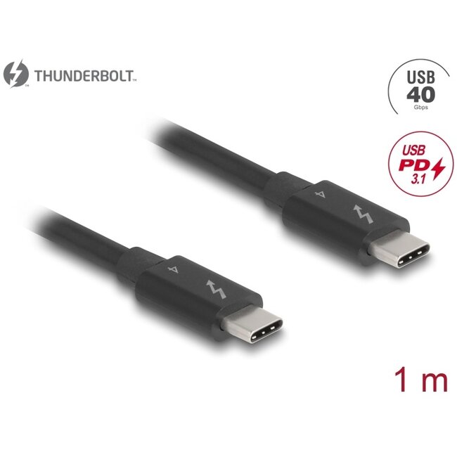Delock Thunderbolt™ 4 Cable 40 Gbps PD 3.1 240 W 1 m black