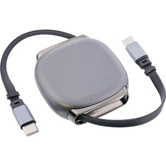 InLine® InLine® USB-C kabel in etui, intrekbaar, 100W, 0,80m, zwart/grijs
