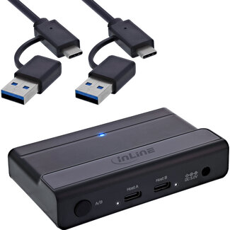 InLine® InLine® USB-C switch, switch voor 2 pc's, hub met 4 poorten, USB 3.2 Gen.1