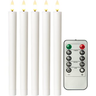 Goobay Goobay Set of 5 LED Real Wax Rod Candles, white, incl. Remote Control