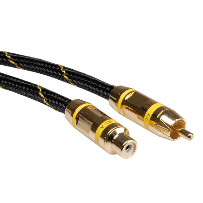 ROLINE GOLD Tulp kabel. simplex M/F, geel, 2,5 m