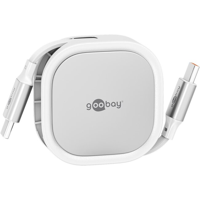 Goobay Self-Retracting USB-C™ Cable, 1 m, white;silver