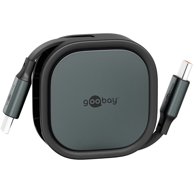 Goobay Self-Retracting USB-C™ Cable, 1 m, black;silver