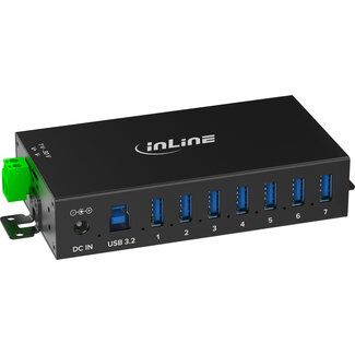 InLine® InLine® USB 3.2 Gen.1 industriële hub, 7 poorten, aluminium, met voeding